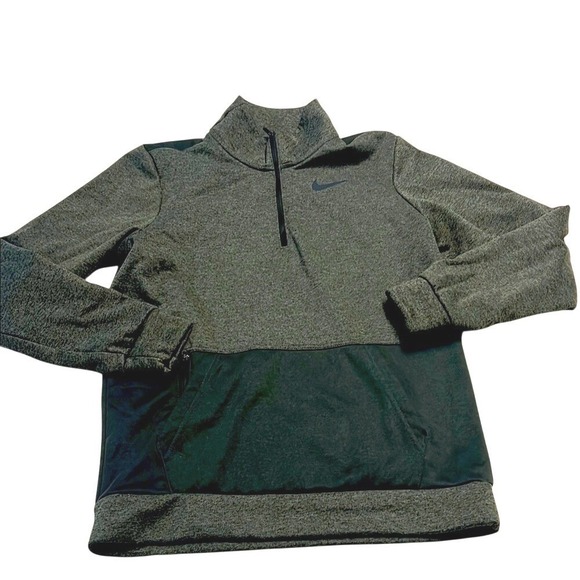Nike Other - Nike Pullover Mens Small Grey Black Therma-FIT Quarter Zip Training Fleece